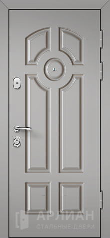 Фото «Наружная серая дверь с терморазрывом с отделкой софт и молдингом №552»